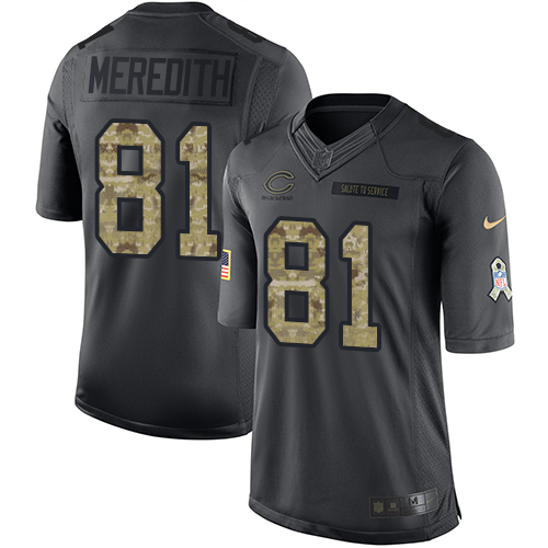 Men's Limited Cameron Meredith Nike Jersey Black - #81 2016 Salute to Service NFL Chicago Bears